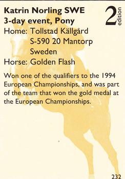 1995 Collect-A-Card Equestrian #232 Katrin Norling / Golden Flash Back